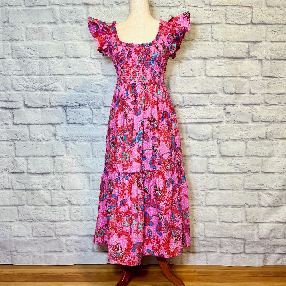 Tuckernuck Bougainvillea Breeze Pink Floral Tiered Midi Dress